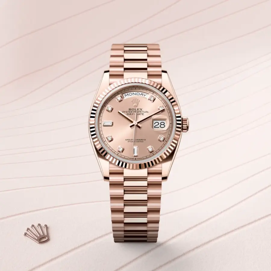 Rolex Day-Date Oyster, 36mm, Everose gold diamonds M128235
